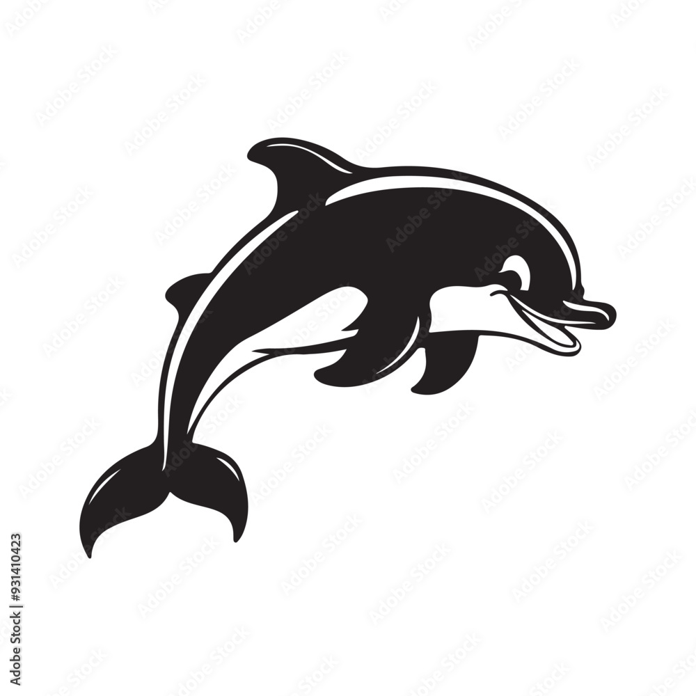 Dolphin silhouette vector with white Background Dolphin silhouette vector with white Background