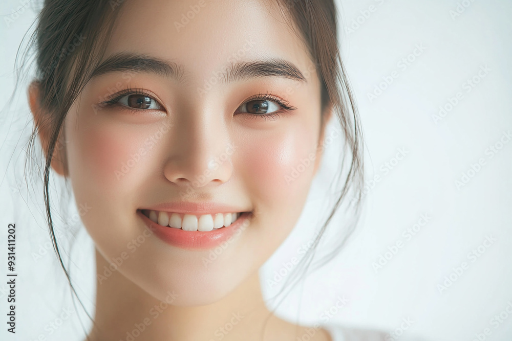 Asian woman positive smile on white background, beauty positive smile Asian woman positive smile on white background, beauty positive smile