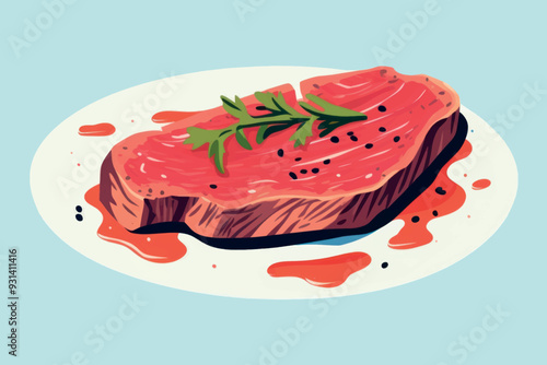 Juicy steak with herbs