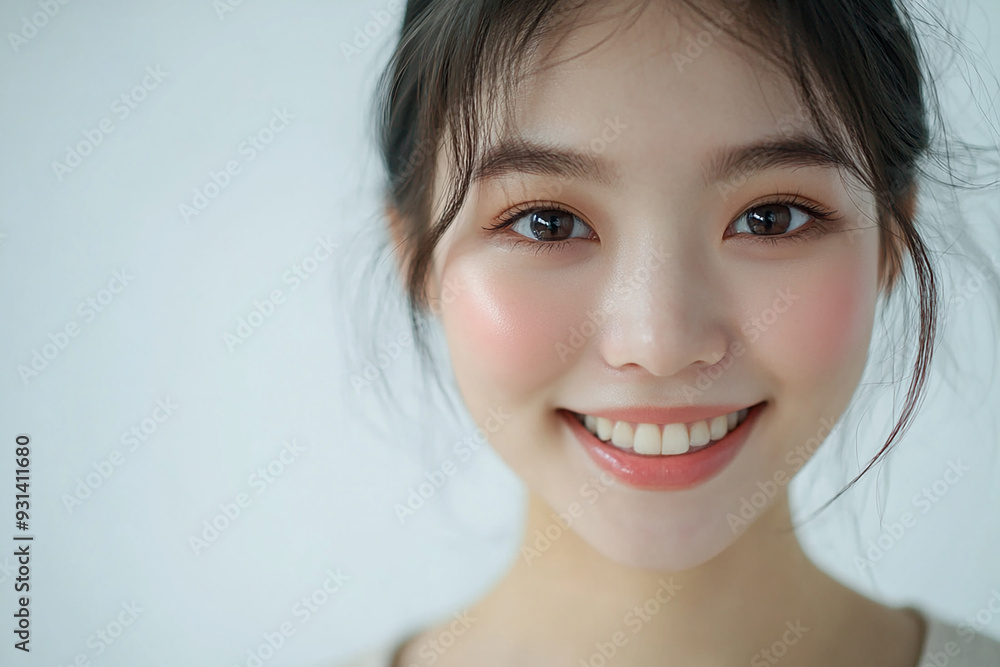 Asian woman positive smile on white background, beauty positive smile Asian woman positive smile on white background, beauty positive smile