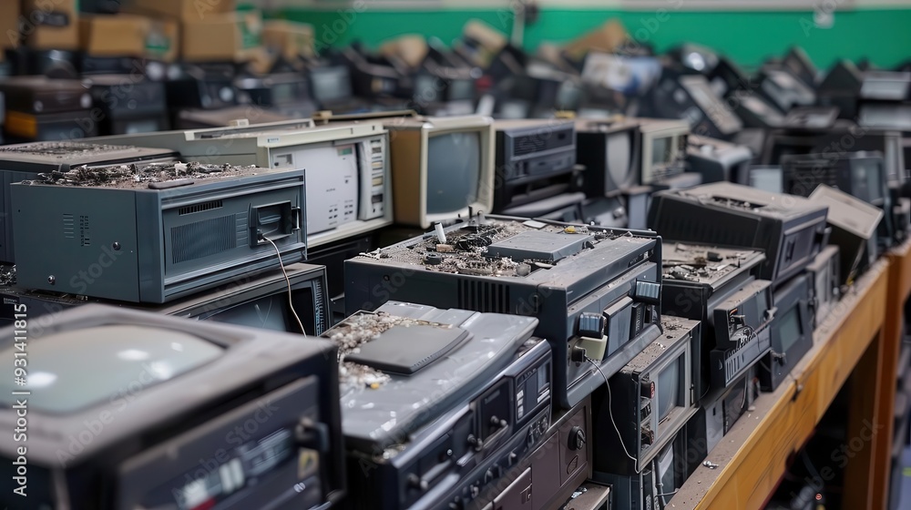 Massive e-waste recycling plant, circular economy, Massive e-waste recycling plant, circular economy,