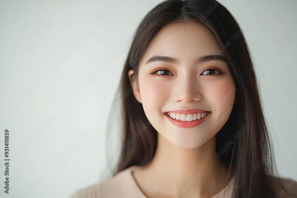 Asian woman positive smile on white background, beauty positive smile Asian woman positive smile on white background, beauty positive smile