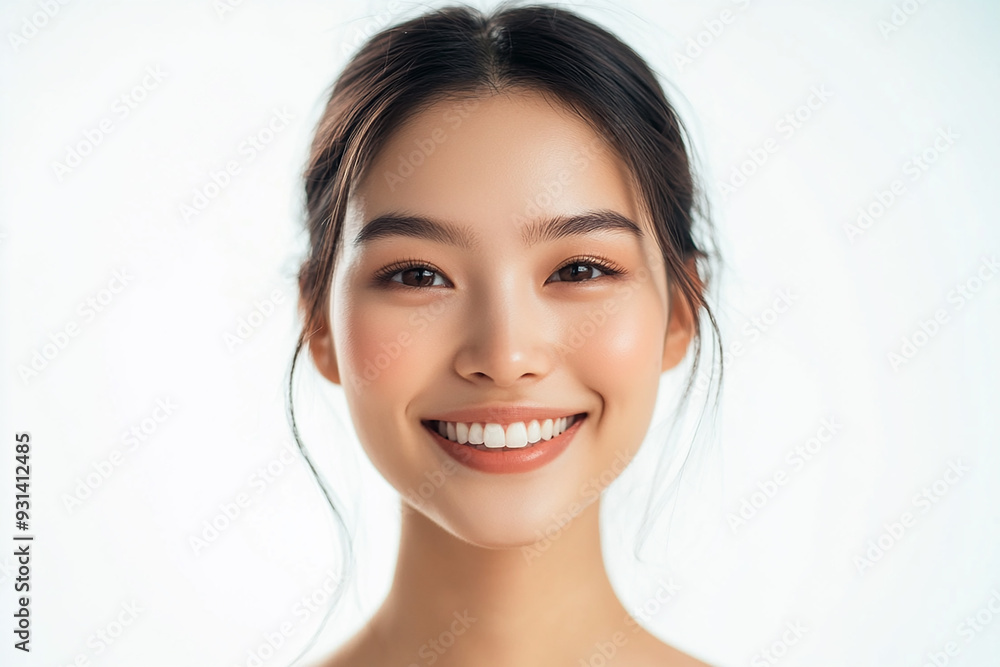 Asian woman positive smile on white background, beauty positive smile Asian woman positive smile on white background, beauty positive smile
