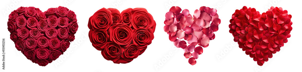 Rose petal heart png cut out element set Rose petal heart png cut out element set