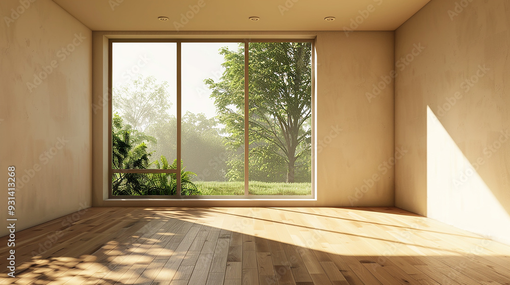 Obraz premium Modern Room with Large Windows and Natural Light