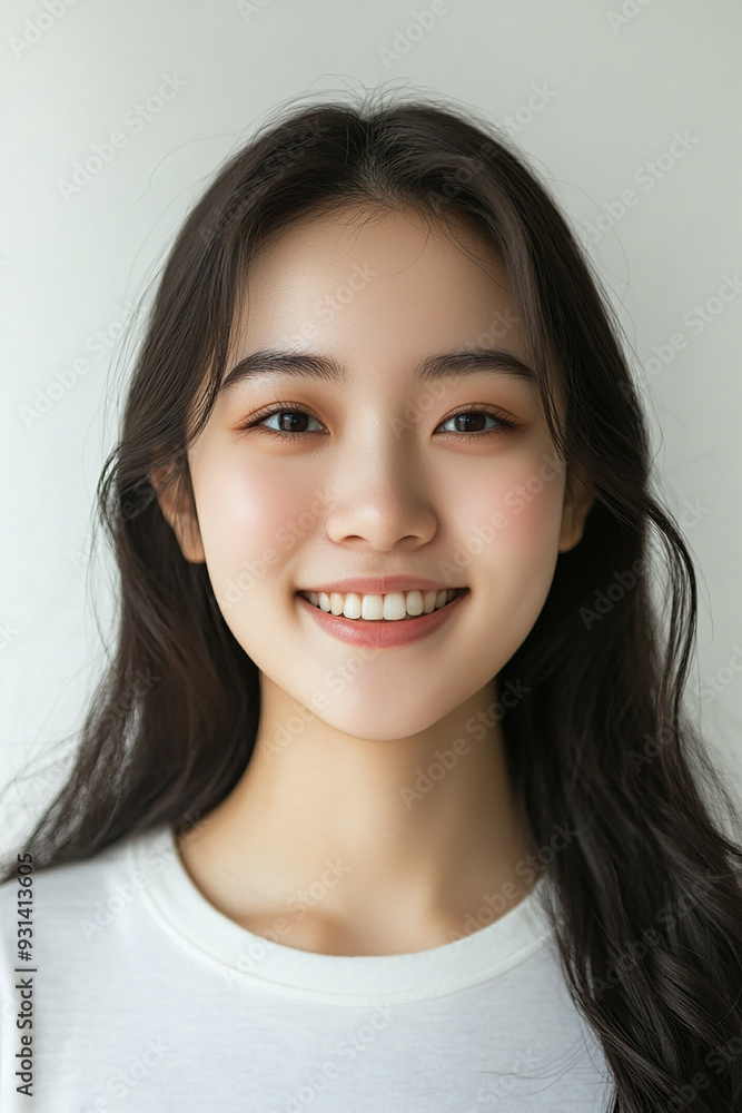 Asian woman positive smile on white background, beauty positive smile Asian woman positive smile on white background, beauty positive smile