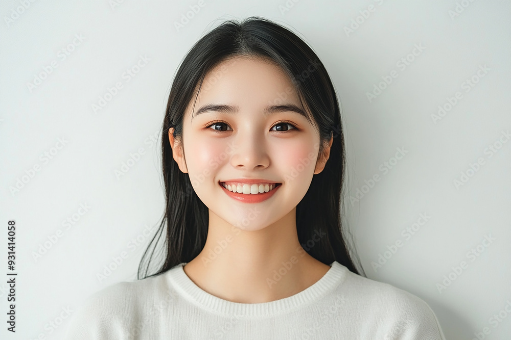Asian woman positive smile on white background, beauty positive smile Asian woman positive smile on white background, beauty positive smile