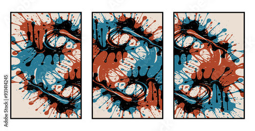 Set of 3 Abstract pattern. Illustration for printing on wall decorations. For use in graphics.