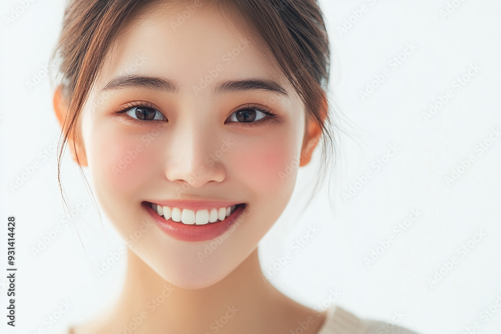 Asian woman positive smile on white background, beauty positive smile Asian woman positive smile on white background, beauty positive smile