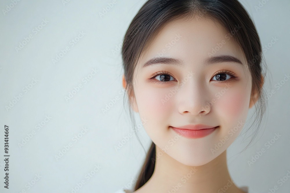 Asian woman positive smile on white background, beauty positive smile Asian woman positive smile on white background, beauty positive smile