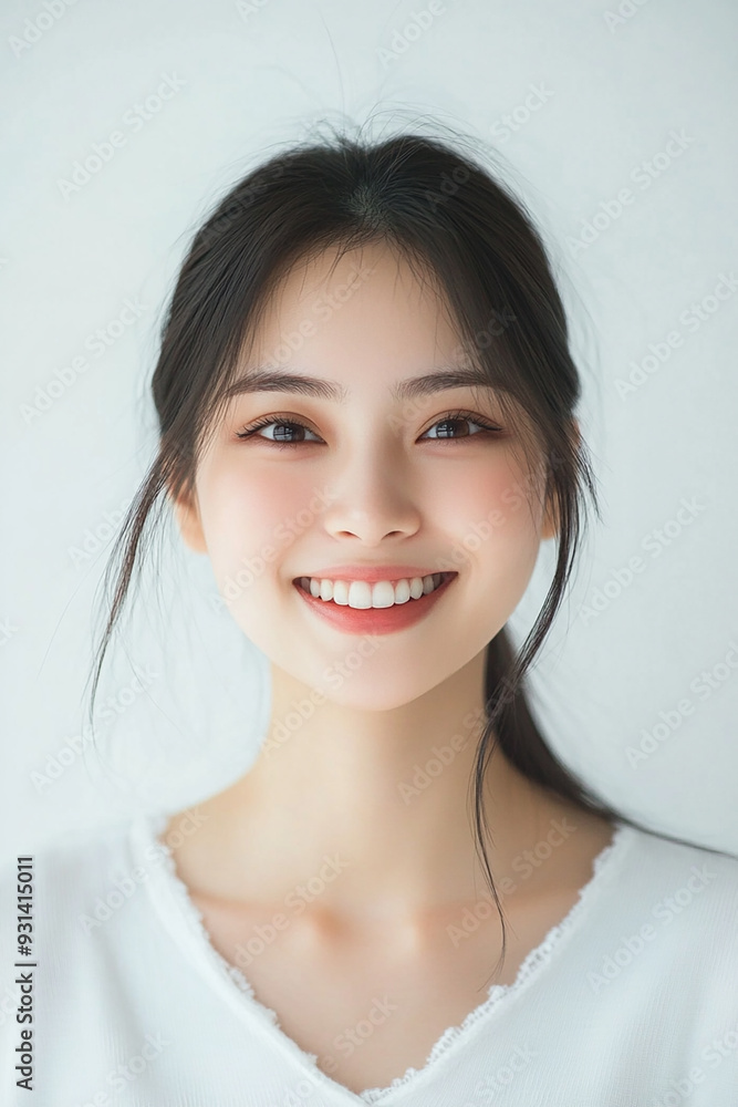 Asian woman positive smile on white background, beauty positive smile Asian woman positive smile on white background, beauty positive smile