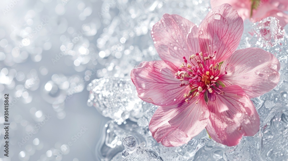 Delicate Pink Flower Frozen in Ice Delicate Pink Flower Frozen in Ice