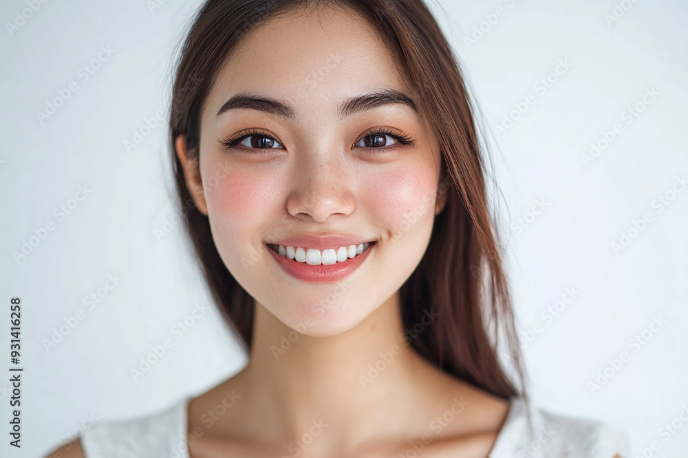 Asian woman positive smile on white background, beauty positive smile Asian woman positive smile on white background, beauty positive smile
