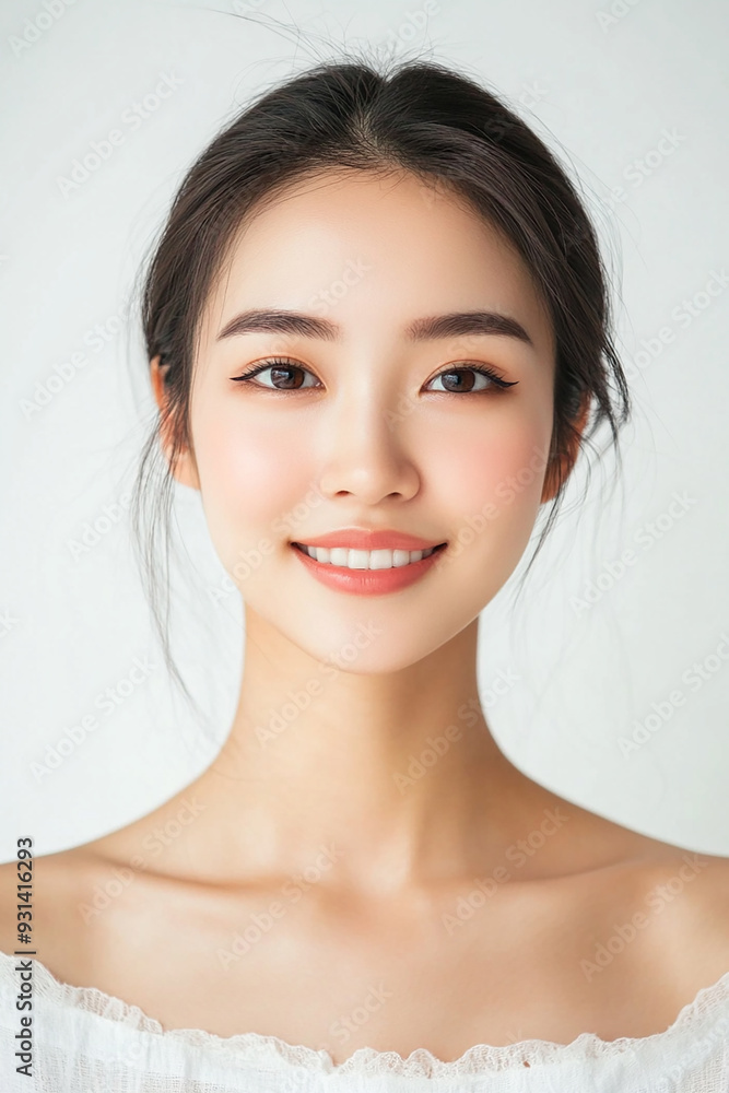 Asian woman positive smile on white background, beauty positive smile Asian woman positive smile on white background, beauty positive smile