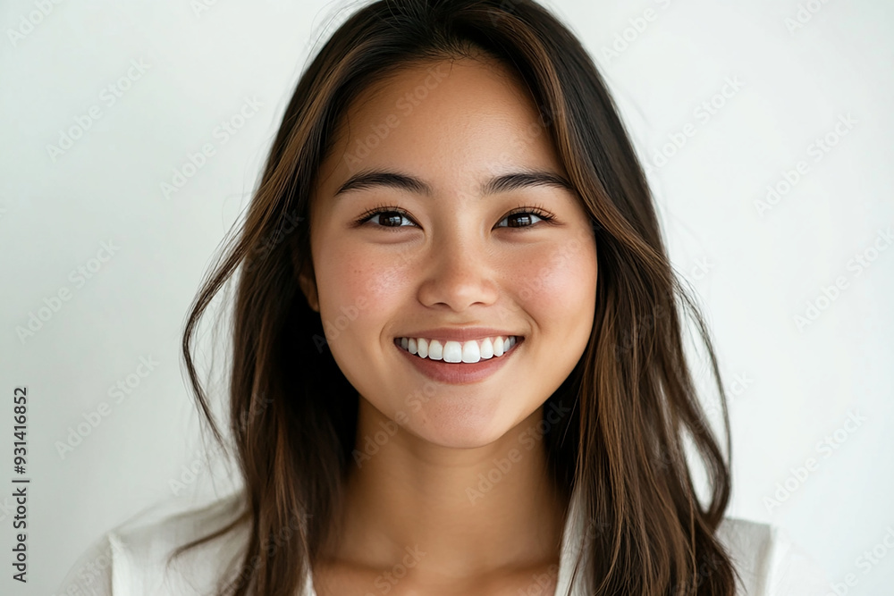Asian woman positive smile on white background, beauty positive smile Asian woman positive smile on white background, beauty positive smile