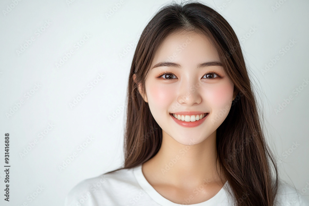 Asian woman positive smile on white background, beauty positive smile Asian woman positive smile on white background, beauty positive smile