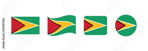 Free Download Vector Guyana flag. Set of Guyana Flags Collection. 
 - GFXLoad