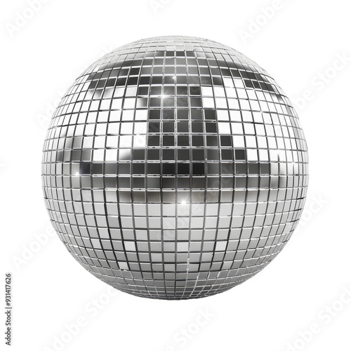 Silver disco mirror ball isolated white background photo