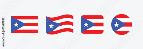 Vector Puerto Rico flag. Set of Puerto Rico Flags Collection. 

