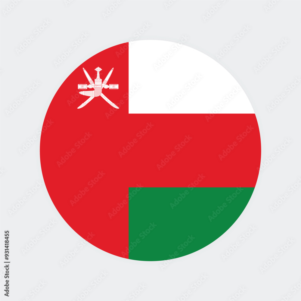 National Flag of Oman. Oman Flag. Oman Round flag.
National Flag of Oman. Oman Flag. Oman Round flag.