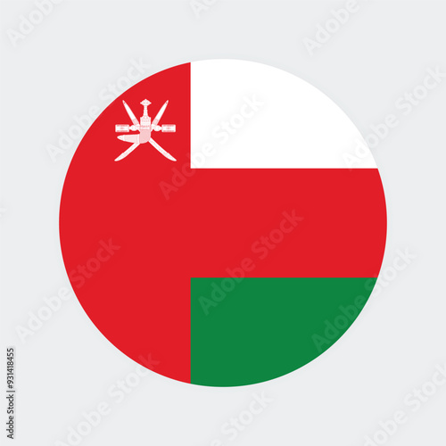 National Flag of Oman. Oman Flag. Oman Round flag.
