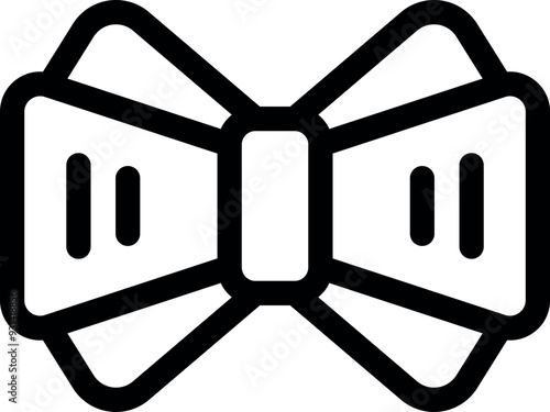 Simple black and white vector illustration of a bow tie, perfect for representing elegance and style