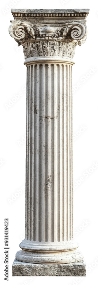 Historical Corinthian column in bright light, cut out - stock png. Historical Corinthian column in bright light, cut out - stock png.