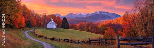 Enchanting Autumn Sunrise Over Mountain Pathway