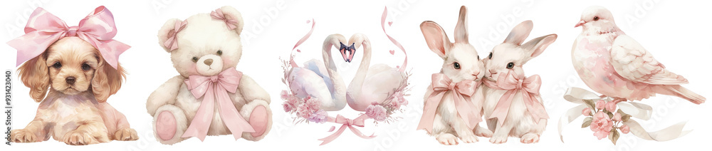 pink coquette png cut out element set pink coquette png cut out element set