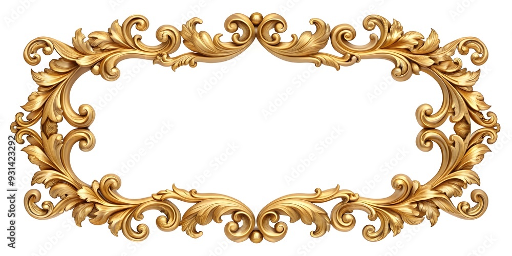 Symmetrical gold frame scroll design with intricate details, symmetrical, gold, frame, scroll, design, intricate, decoration Symmetrical gold frame scroll design with intricate details, symmetrical, gold, frame, scroll, design, intricate, decoration