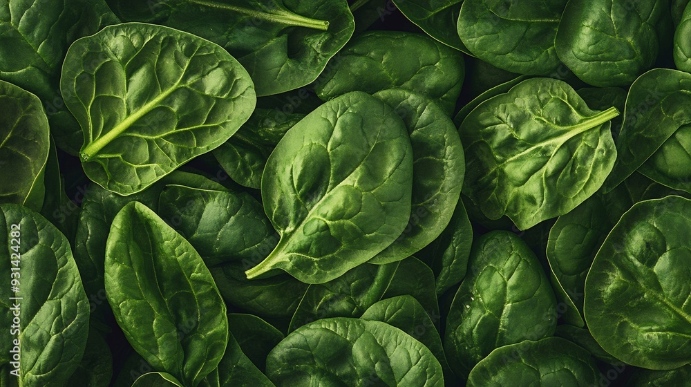 Close-up of Fresh Green Spinach Leaves Close-up of Fresh Green Spinach Leaves