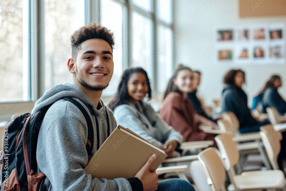 As college students of different races prepare to go to class for the new semester, the overall picture conveys a sense of confidence and youthful exuberance. As college students of different races prepare to go to class for the new semester, the overall picture conveys a sense of confidence and youthful exuberance.
