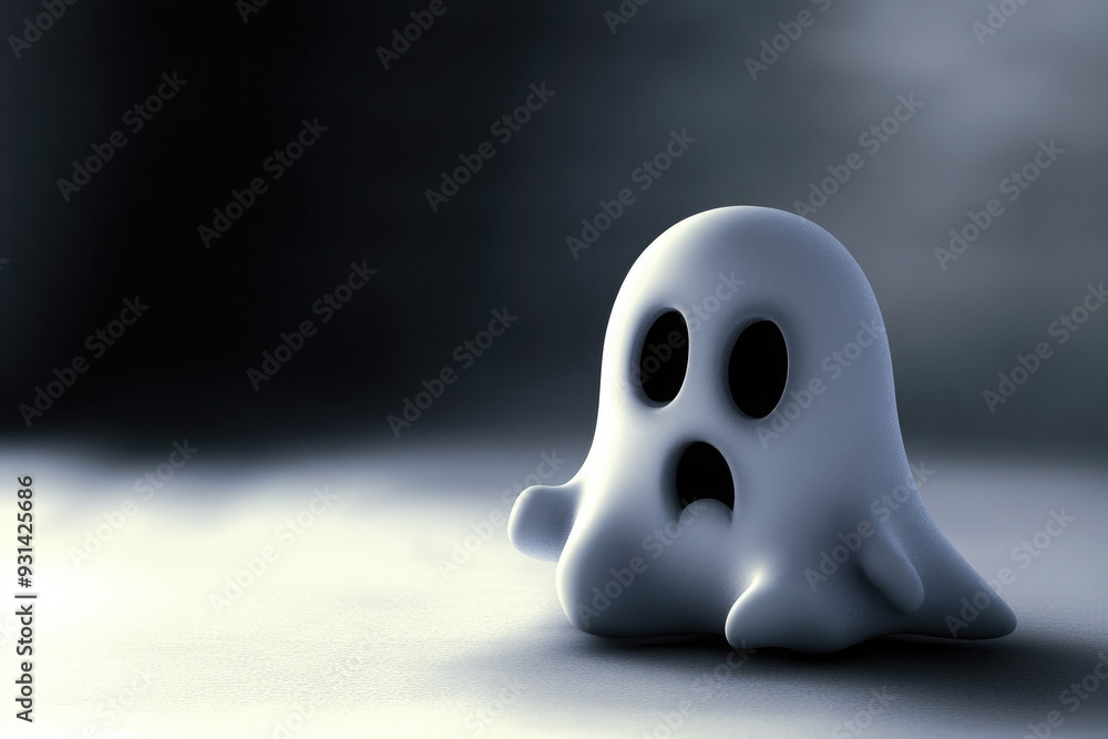 A ghost is sitting on the ground with its eyes wide open A ghost is sitting on the ground with its eyes wide open