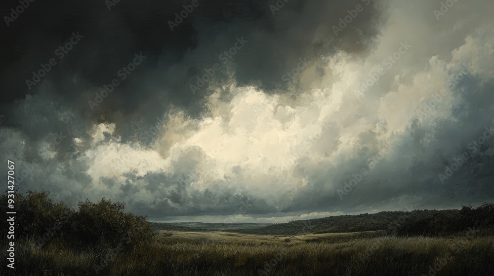 A moody, overcast sky with thick, gray clouds looming overhead. The clouds are dense and heavy, casting a subdued light over the landscape below and creating a somber ambiance A moody, overcast sky with thick, gray clouds looming overhead. The clouds are dense and heavy, casting a subdued light over the landscape below and creating a somber ambiance