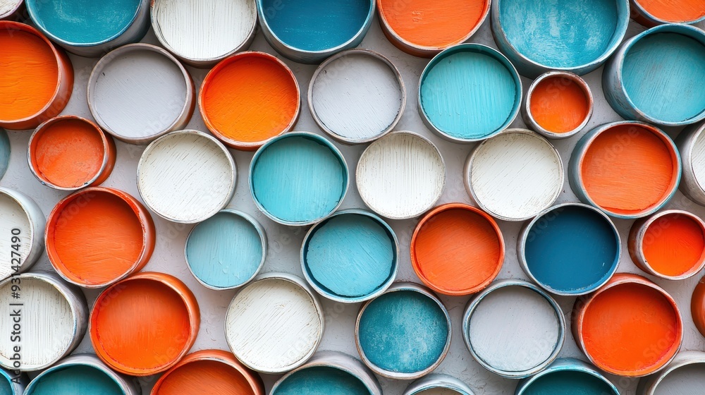 Round containers in a repetitive pattern Round containers in a repetitive pattern