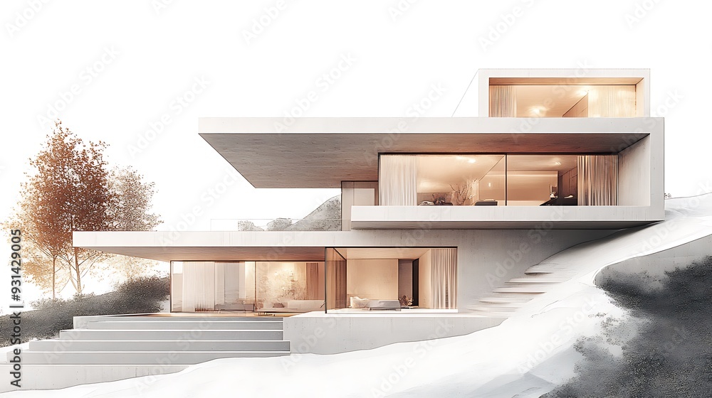 Modern Concrete House with a View Modern Concrete House with a View