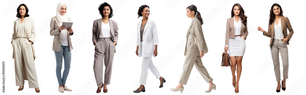 Diverse businesswomen full body png cut out element set Diverse businesswomen full body png cut out element set