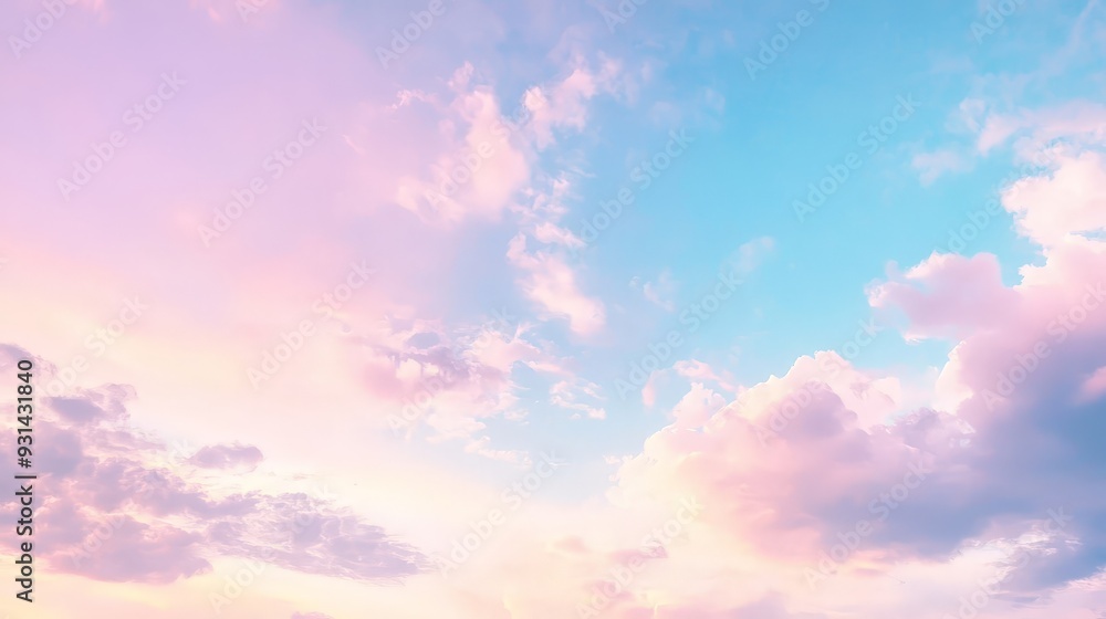 A picturesque early morning sky with soft, pastel-colored clouds reflecting the first light of dawn. The gentle hues of pink and blue create a serene and peaceful start to the day A picturesque early morning sky with soft, pastel-colored clouds reflecting the first light of dawn. The gentle hues of pink and blue create a serene and peaceful start to the day