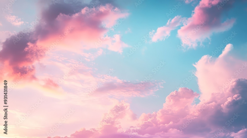 A picturesque early morning sky with soft, pastel-colored clouds reflecting the first light of dawn. The gentle hues of pink and blue create a serene and peaceful start to the day A picturesque early morning sky with soft, pastel-colored clouds reflecting the first light of dawn. The gentle hues of pink and blue create a serene and peaceful start to the day