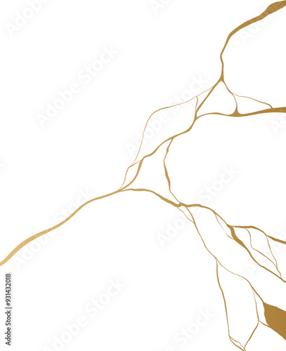 Golden Kintsugi Crack Pattern