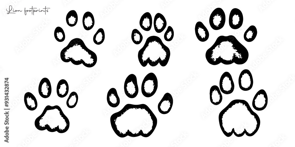 Hand drawn wild animals foot prints Hand drawn wild animals foot prints
