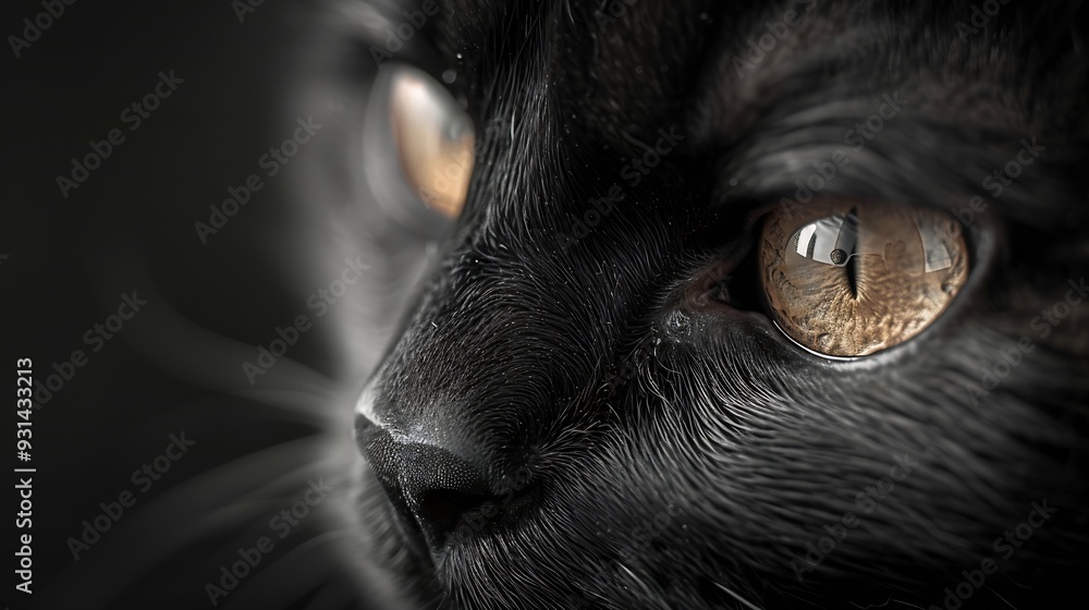 Cat dark black and white eyes : Generative AI Cat dark black and white eyes : Generative AI