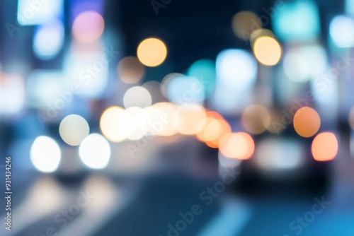 Blured city lights, abstract bokeh background of illuminated.