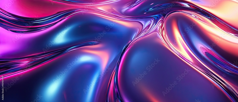 Fototapeta premium Futuristic liquid chrome design featuring shimmering and fluid metallic colors ideal for high-definition visuals and sleek modern graphics