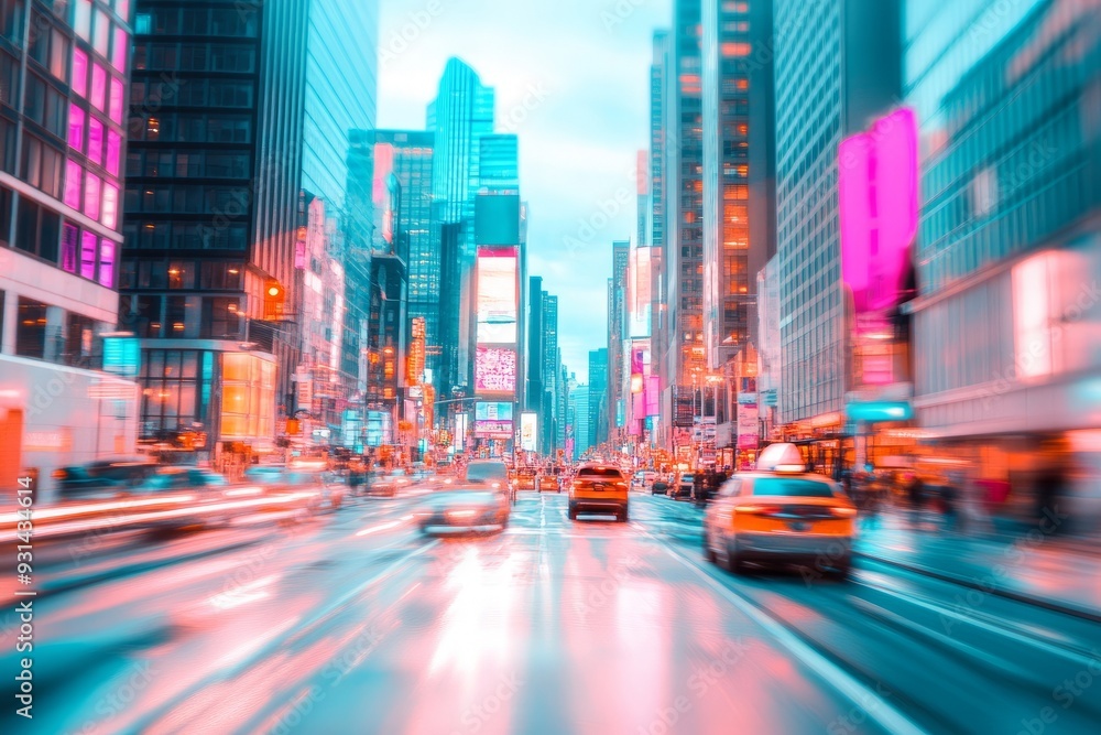 Naklejka premium Blured city lights, abstract bokeh background of illuminated.