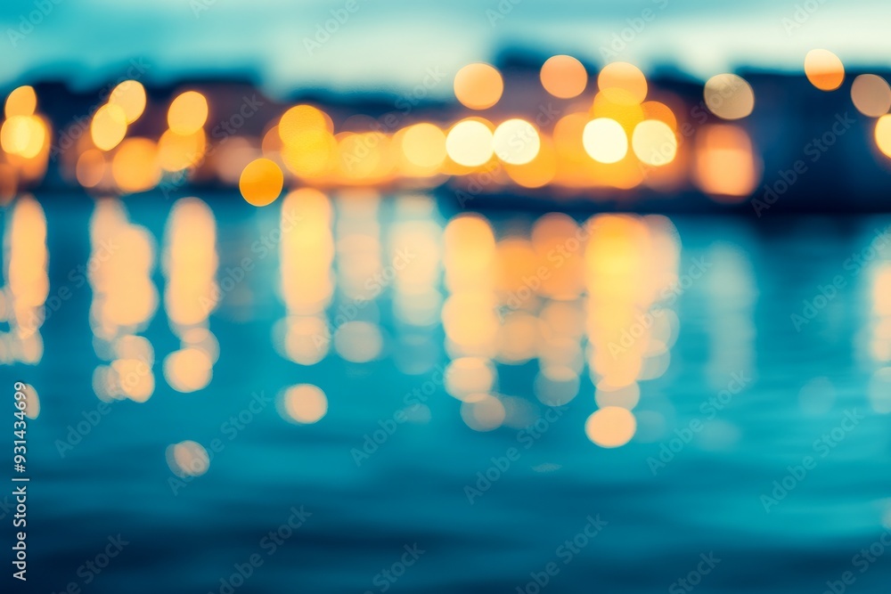 Fototapeta premium Blured city lights, abstract bokeh background of illuminated.