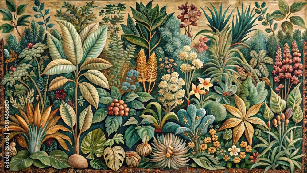 A tapestry of botanical wonder, intricate details and rich textures weave together, set against a backdrop of earthy colors and delicate brushstrokes that beguile the senses. A tapestry of botanical wonder, intricate details and rich textures weave together, set against a backdrop of earthy colors and delicate brushstrokes that beguile the senses.