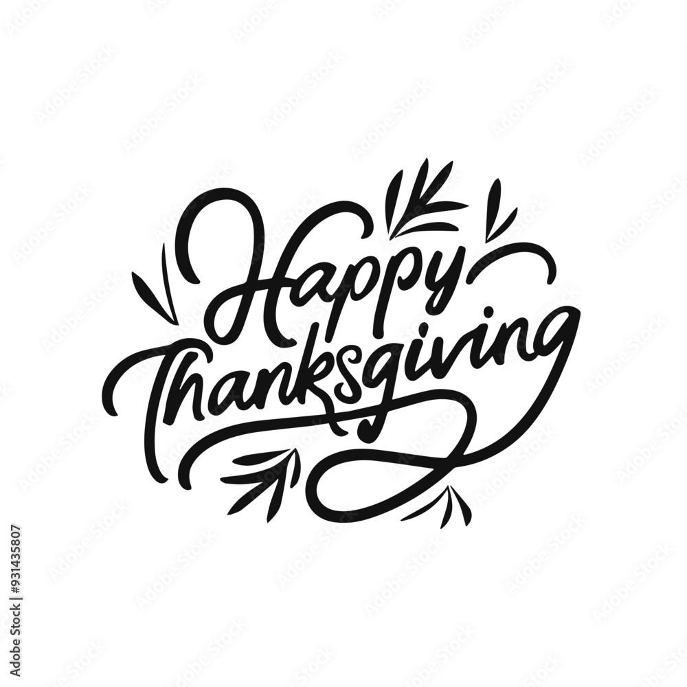 Happy Thanksgiving, vector black text isolated on white background. Happy Thanksgiving, vector black text isolated on white background.