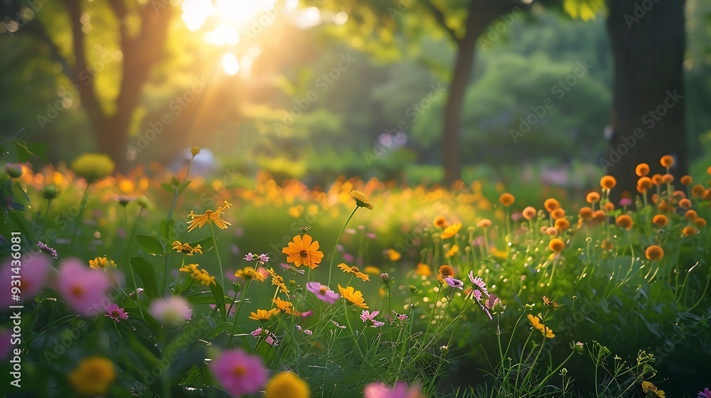 Fototapeta premium Brooklyn Botanic Garden meadow in 2023 : Generative AI