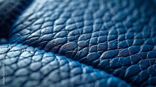 Blue leather fabric texture background textile material design interior decor : Generative AI